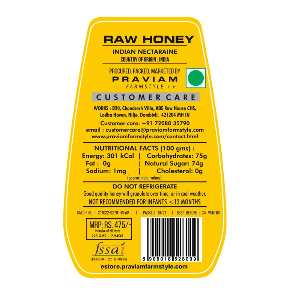 Indian Nectaraine Raw Honey 700g
